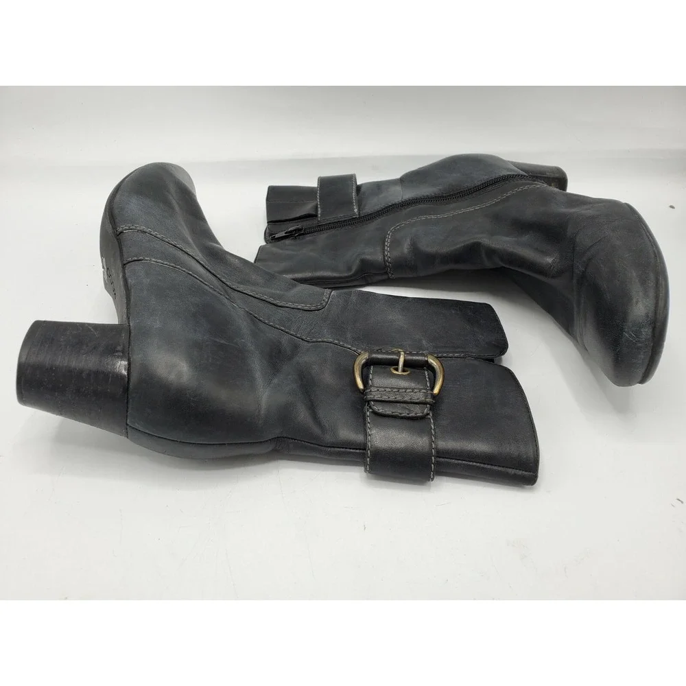 ECCO Women's Ankle Boots Black Leather Heel Booties Sz 8.5 / 39‎